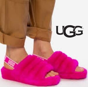 UGG Fluff Yeah Sherpa Shearling Fur Slingback Slipper Sandal